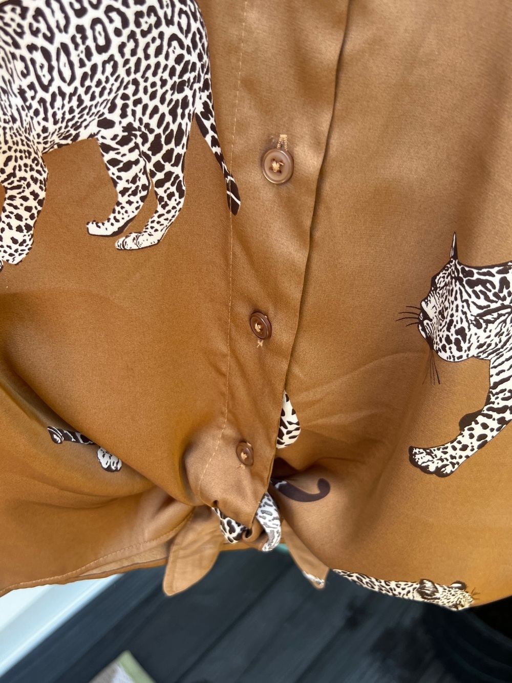 Maison d’Amélie Paris Leopard Print Button Front Blouse Women’s Medium - Picture 4 of 11